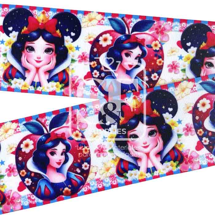 Yarda de Listón Estampado 7.5cm Blancanieves