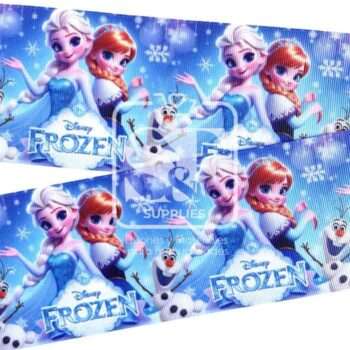 Yarda de Listón Estampado 7.5cm Elsa, Ana y Olaf