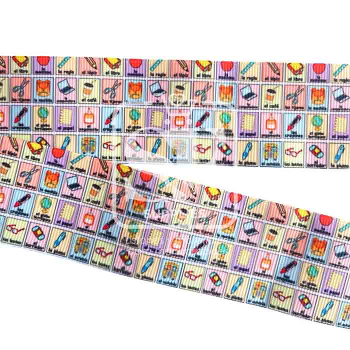Yarda de Listón Estampado 3.8cm Lotería Escolar