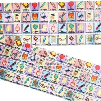 Yarda de Listón Estampado 7.5cm Lotería Escolar