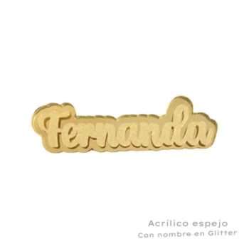 Acrilico Espejo con Nombre en Glitter