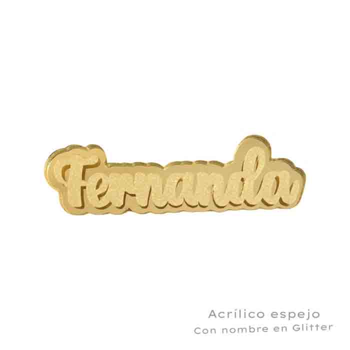 Acrilico Espejo con Nombre en Glitter