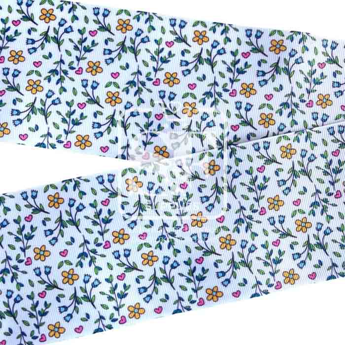 Yarda Estampado 7.5cm Florecitas Vintage Verdes