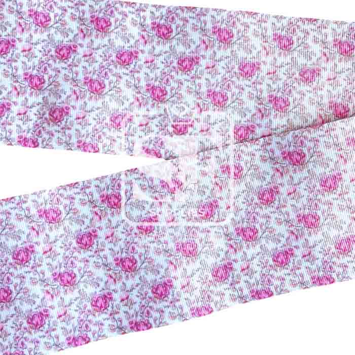 Yarda Estampado 7.5cm Flores Vintage Rosa