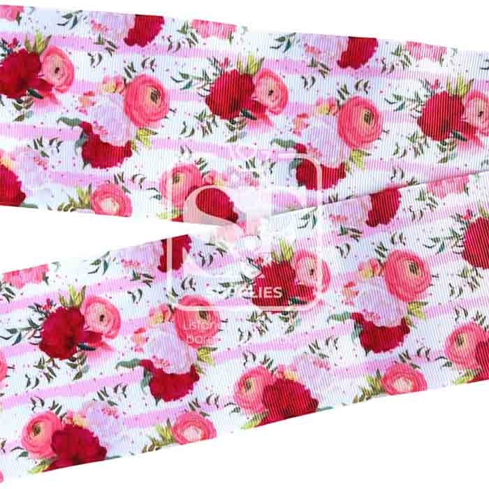 Yarda Estampado 7.5cm Ramo de Rosas