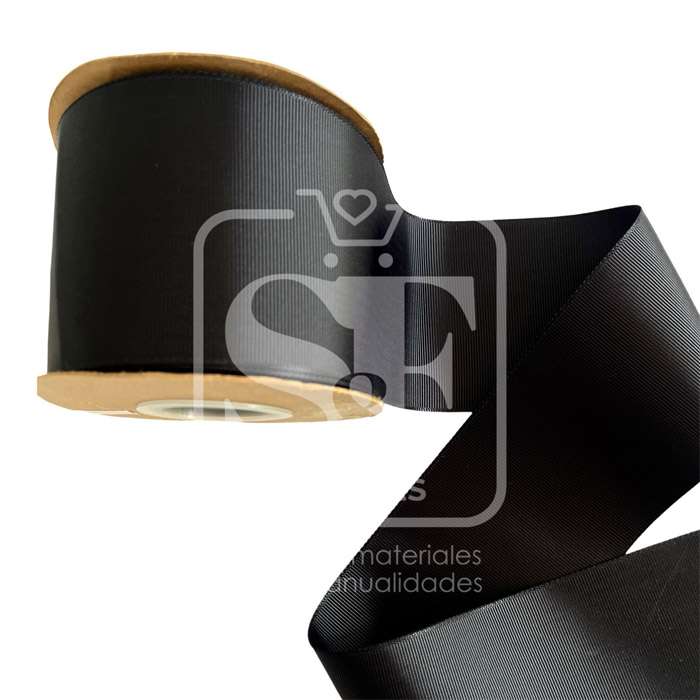Rollo de Listón 7.5cm Acordonado Negro