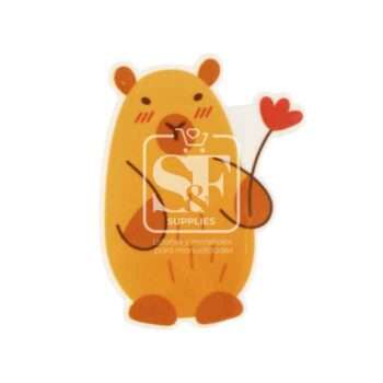 Resina Plana Capibara Flor Roja