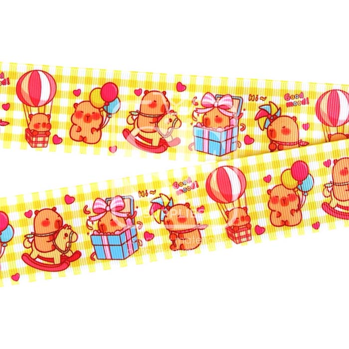 Yarda de Estampado 3.8cm Amarillo Capibara