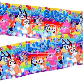 Yarda de Listón Estampado 3.8cm Bluey Arcoíris