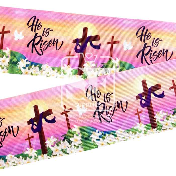 Yarda Estampado 7.5cm Hi is Risen