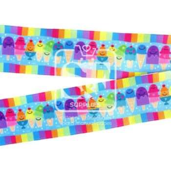 Yarda de Estampado 3.8cm Helados Arcoiris