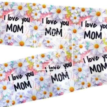 Yarda Estampado 7.5cm I Love You Mom Margaritas