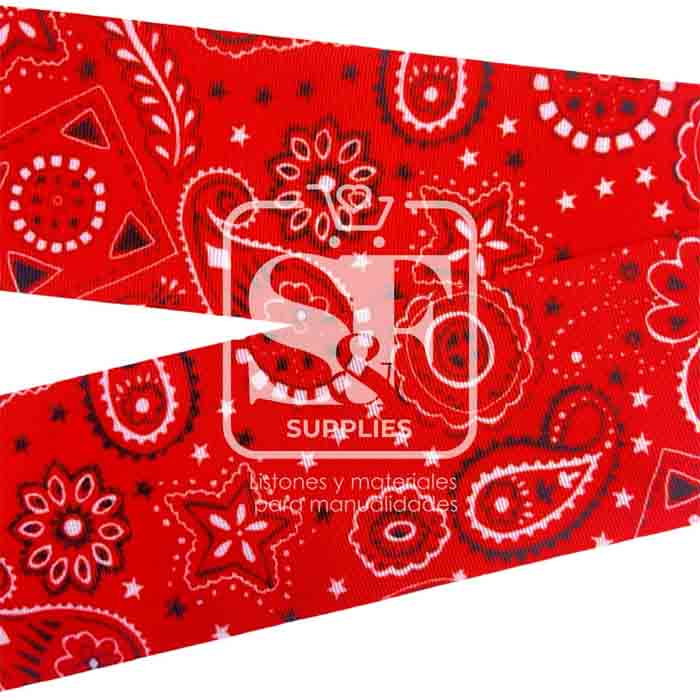 Yarda Estampado 7.5cm Patrón Rojo Vaquero