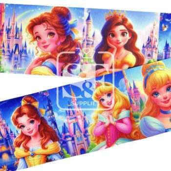 Yarda de Listón Estampado 7.5cm Princesas Animadas