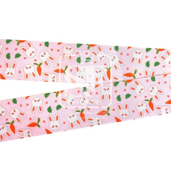 Yarda de Estampado 3.8cm Rosa Conejitos