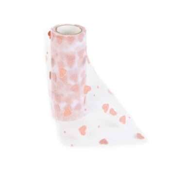 Yarda de Tul Corazones Rosa Aterciopelados