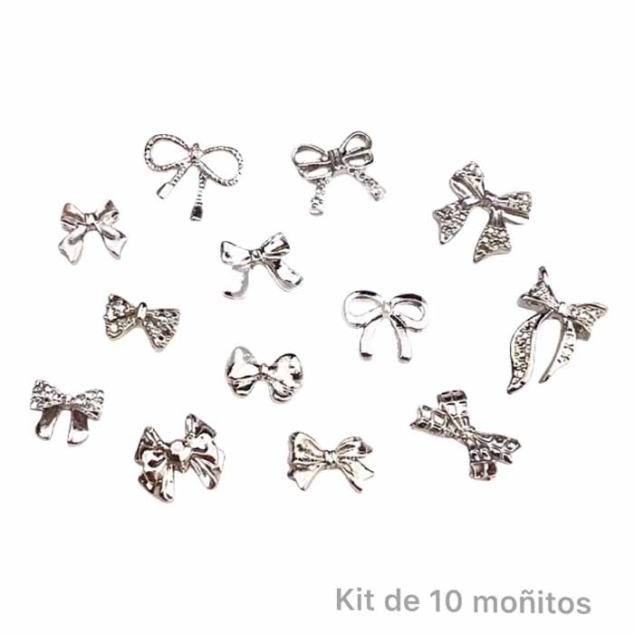 Kit de 10 MINI Moñitos Plateados