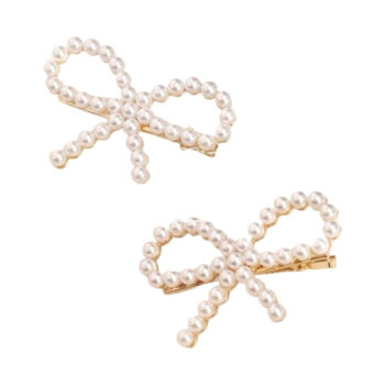 Pinza Dorada Moño Con Perlas