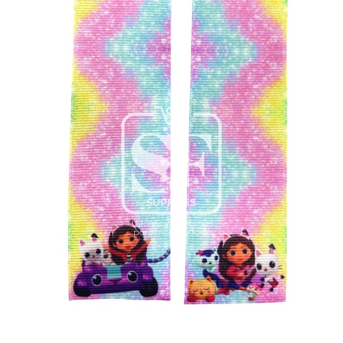 Tira de Listón 3.8cm Gabby DollHouse Acuarela