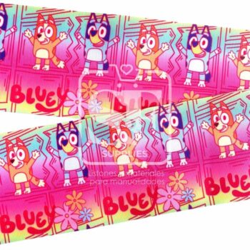 Yarda Estampado 7.5cm Bluey Neón