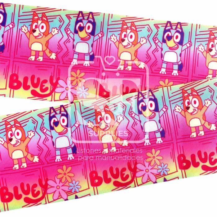 Yarda Estampado 7.5cm Bluey Neón