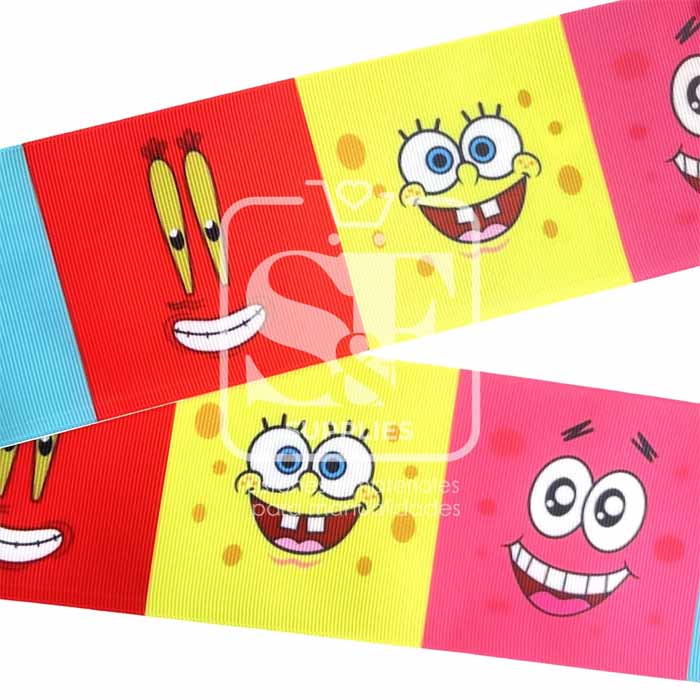 Yarda Estampado 7.5cm Cuadros Bob Esponja
