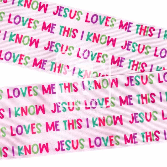 Yarda Estampado 7.5cm Loves Me Jesus