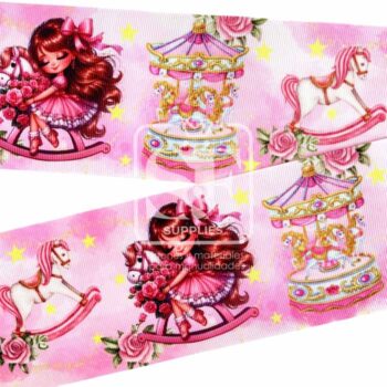 Yarda Estampado 7.5cm Princesa y Caballito