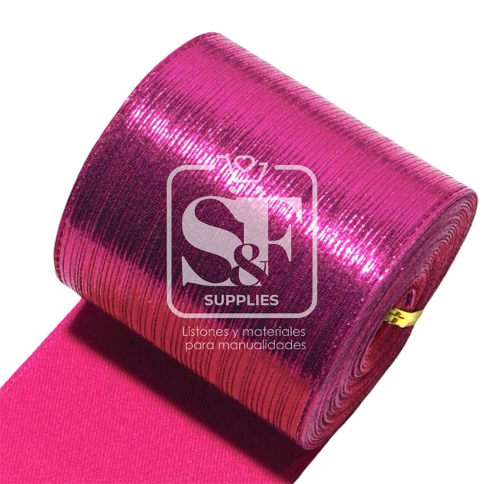 Yarda de Tela 7.5cm Con Reflejos Holográficos Fucsia