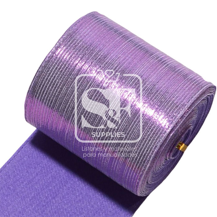 Yarda de Tela 7.5cm Con Reflejos Holográficos Lila