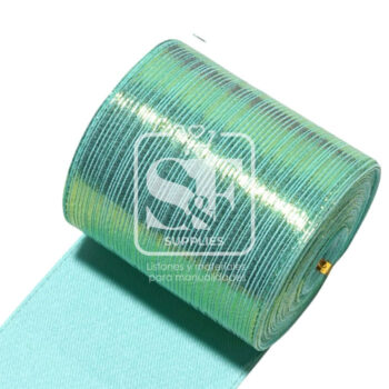 Yarda de Tela 7.5cm Arcoiris Horizontal Con Reflejos Holográficos Arcoiris