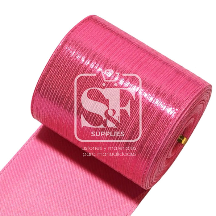 Yarda de Tela 7.5cm Con Reflejos Holográficos Rosado