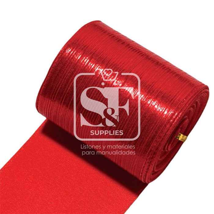 Yarda de Tela 7.5cm Con Reflejos Holográficos Rojo