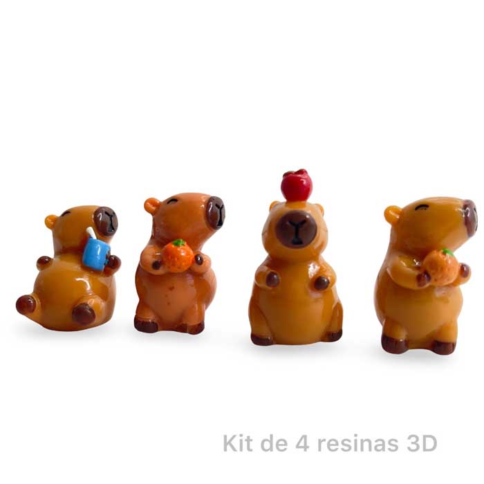 Kit de 4 Resinas de Capibara 3D