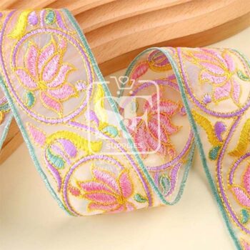 Organza Bordada de Flores Multicolor