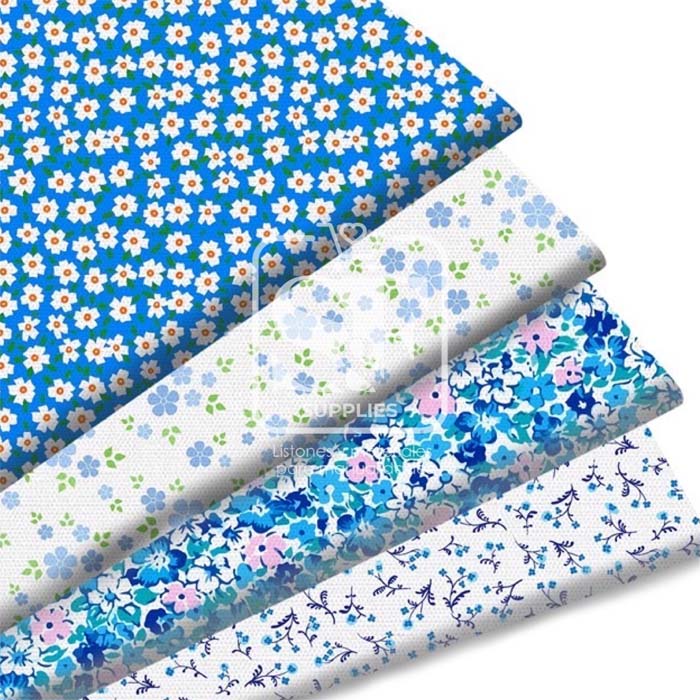 Paquete de Telas Flores Azules