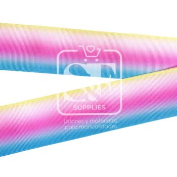 Yarda de Estampado 3.8cm Arcoiris Pastel Horizontal