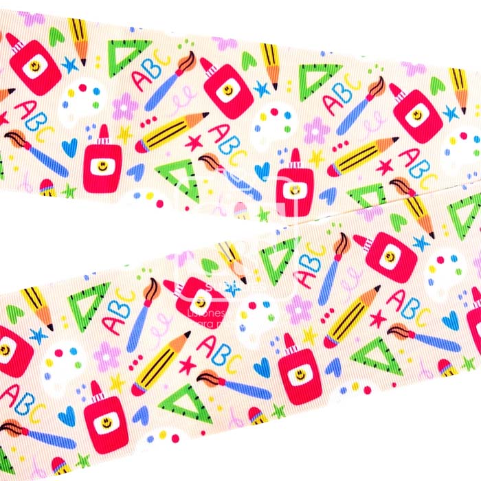 Yarda de Listón Estampado 7.5cm Arte Escolar