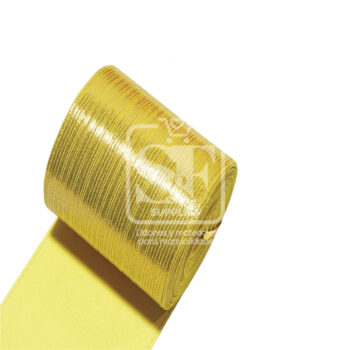 Yarda de Tela 3.8cm Con Reflejos Holográficos Amarillo