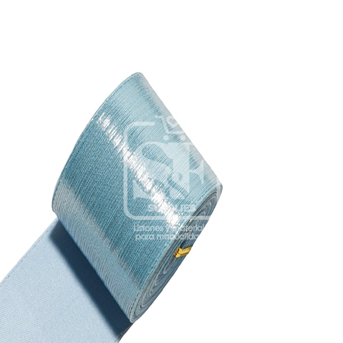 Yarda de Tela 3.8cm Con Reflejos Holográficos Cielo