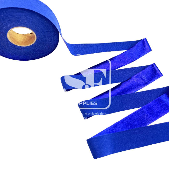 Yarda de Bies Stretch Metalizado Azul
