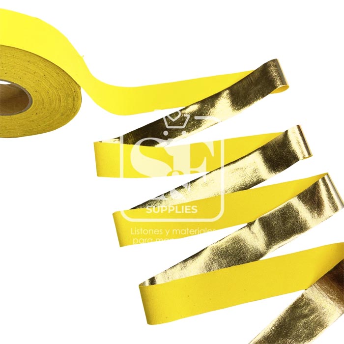 Yarda de Bies Stretch Metalizado Dorado