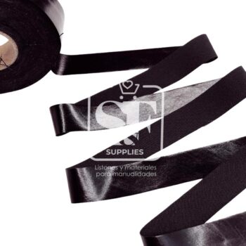 Yarda de Bies Stretch Metalizado Negro