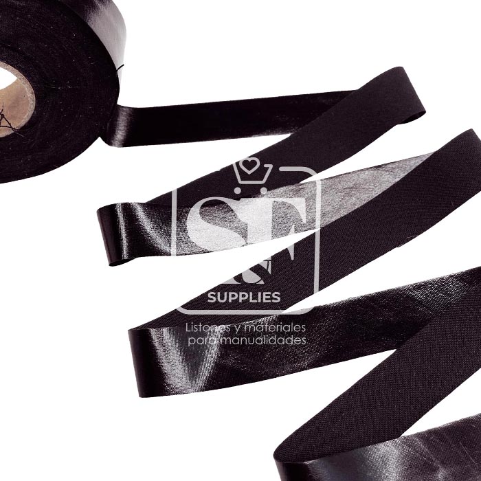 Yarda de Bies Stretch Metalizado Negro