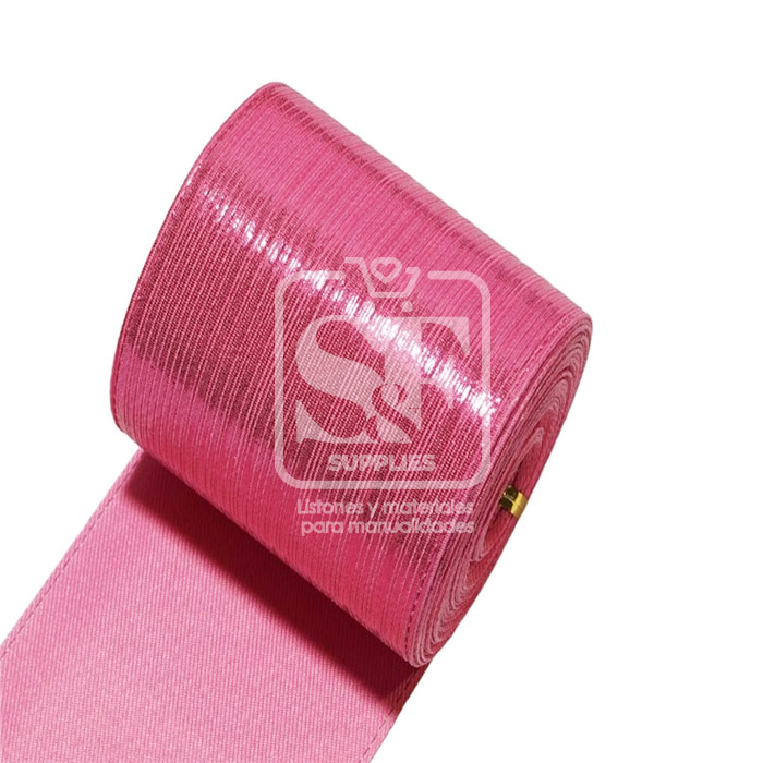 Yarda de Tela 3.8cm Con Reflejos Holográficos Rosado