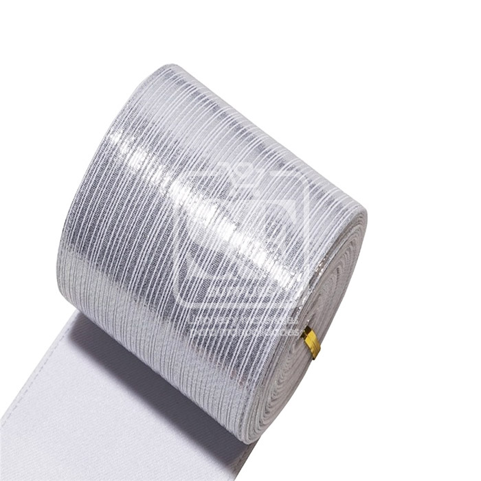 Yarda de Tela 3.8cm Con Reflejos Holográficos Plateado