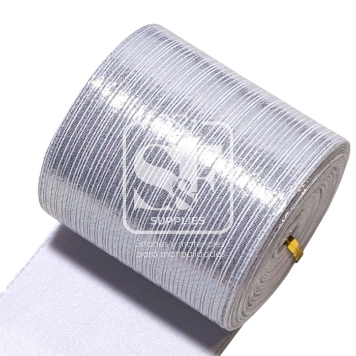 Yarda de Tela 7.5cm Con Reflejos Holográficos Pleteado