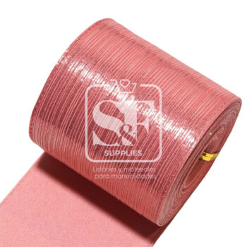Yarda de Tela 7.5cm Con Reflejos Holográficos Rosa Bebé