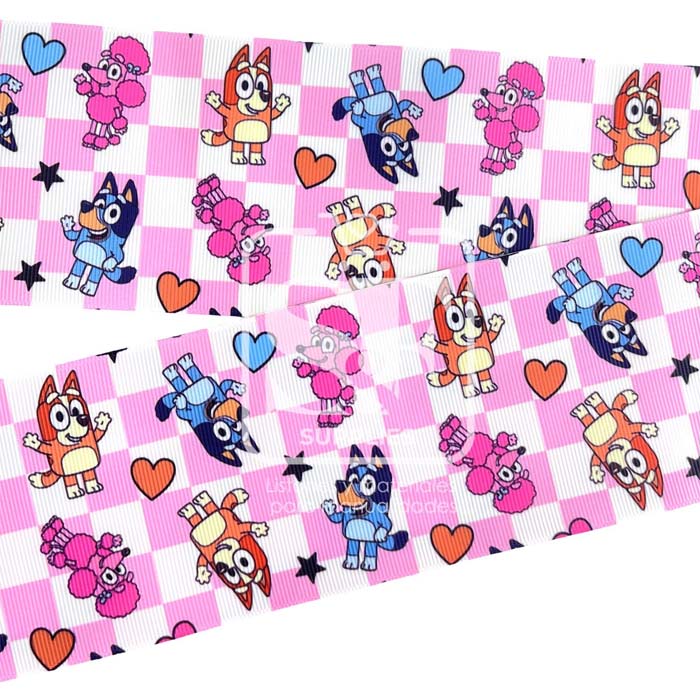 Yarda Estampado 7.5cm Bluey y Amigos Picnic Rosa