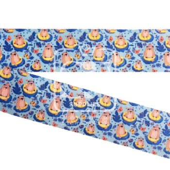 Yarda Estampado 3.8cm  Capibara en Flotador